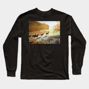 Deer Watercolor Painting Long Sleeve T-Shirt